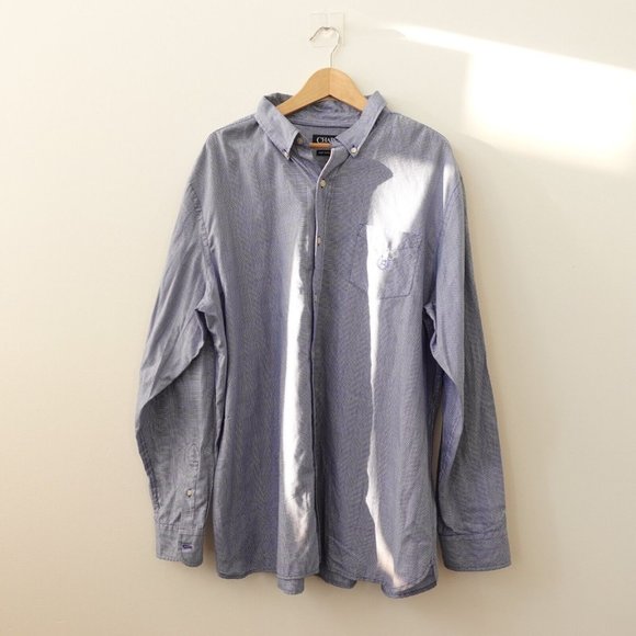 Chaps Shirt Men Size 2XL Cotton Casual Button Down Long Sleeve Pocket Twill Blue - Picture 1 of 9